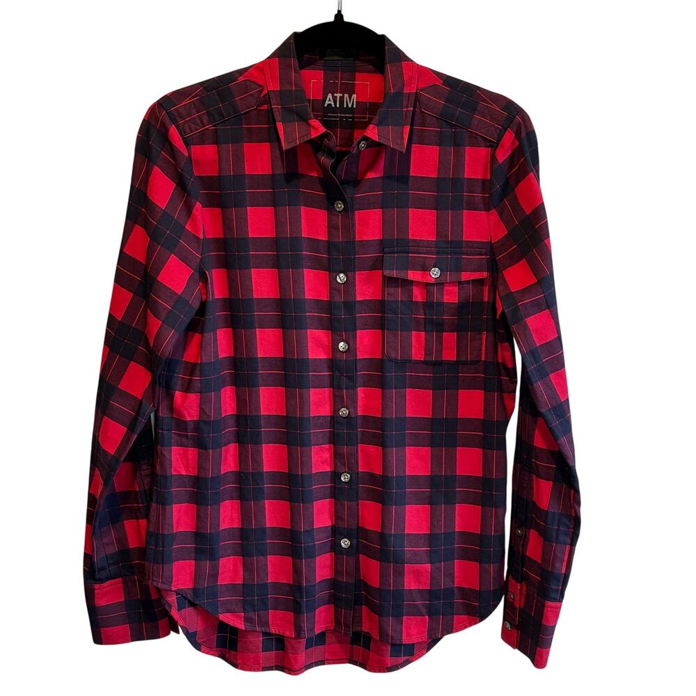 ATM Plaid Long Sleeve Button Down Shirt - size Small